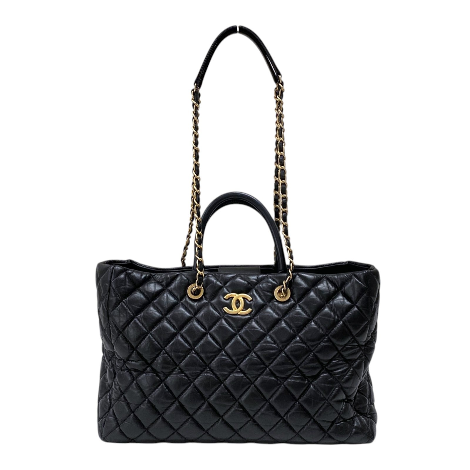 シャネル CHANEL マトラッセ チェーントートバッグ ブラック ゴールド