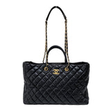 シャネル CHANEL マトラッセ チェーントートバッグ ブラック ゴールド金具 カーフ レディース ショルダーバッグ