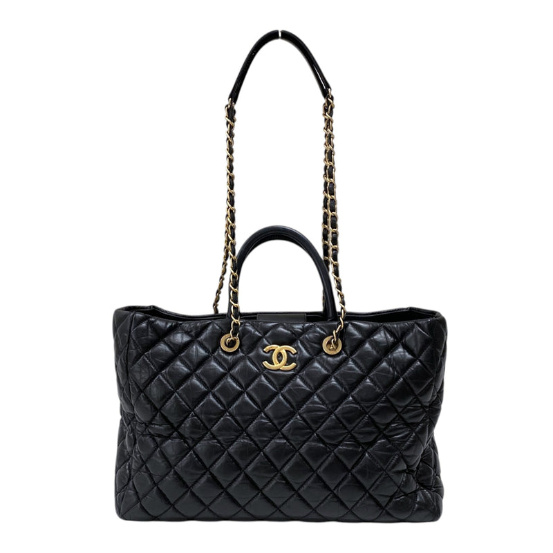 林*子様 シャネル チェーン トートバッグ CHANEL 希少品 マトラッセ カ シャネル CHANEL マトラッセ チェーントートバッグ ブラック ゴールド