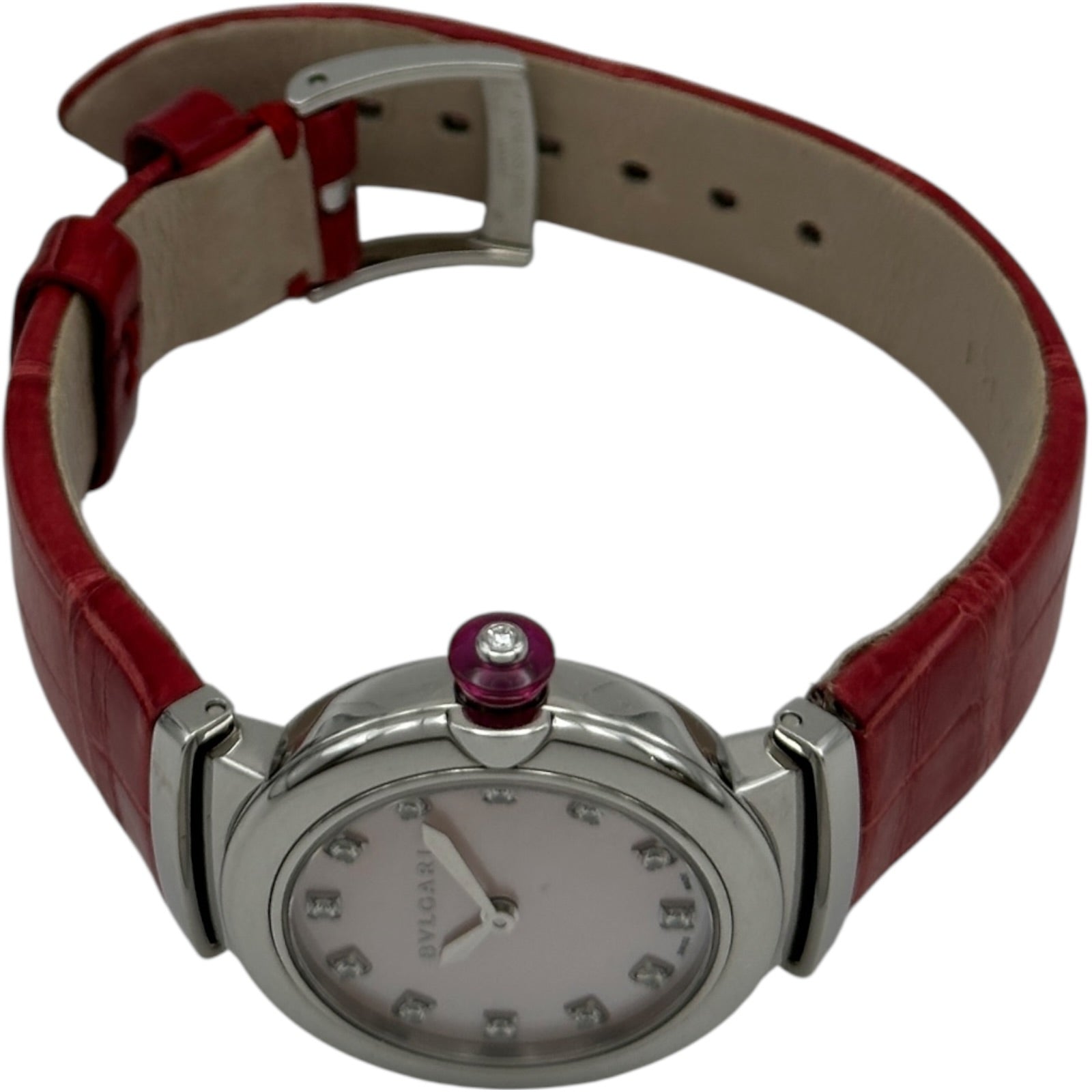 ブルガリ BVLGARI ルチェア LU28S ピンクシェル ステンレススチール