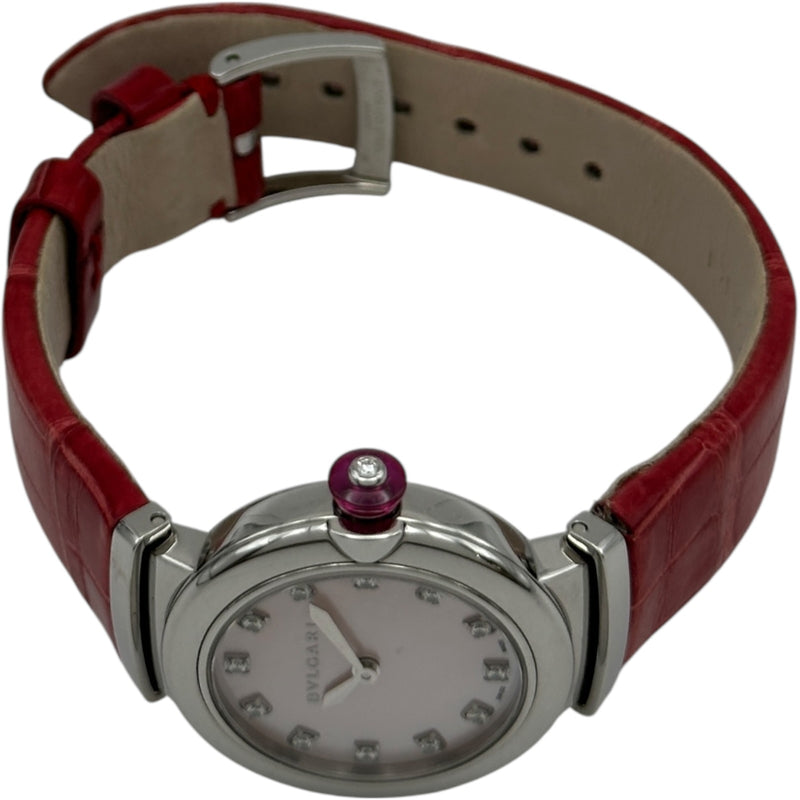 ブルガリ BVLGARI ルチェア LU28S ピンクシェル ステンレススチール 