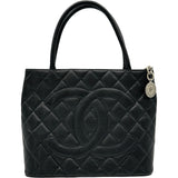 シャネル CHANEL 復刻トート A01804 6番台 ブラック シルバー金具 キャビア レディース ハンドバッグ