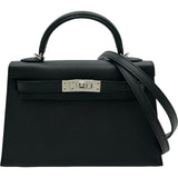 エルメス HERMES ミニケリー2 パーソナルオーダー K刻 ブラック/ローズメキシコ/シルバー金具 エプソン レディース ショルダーバッグ