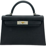 エルメス HERMES ミニケリー2 K刻 ブラック/シルバー/ゴールド金具 エプソン レディース ショルダーバッグ