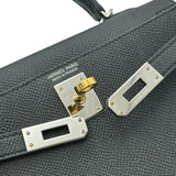 エルメス HERMES ミニケリー2 K刻 ブラック/シルバー/ゴールド金具 エプソン レディース ショルダーバッグ