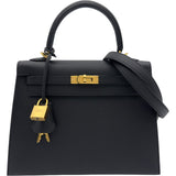 エルメス HERMES ケリー25 外縫い G刻 ブラック ゴールド金具 エプソン レディース ショルダーバッグ