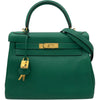 エルメス HERMES ケリー28 内縫い C刻 ヴェールヴェルティゴ ゴールド金具 トリヨン レディース ショルダーバッグ