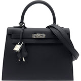 エルメス HERMES ケリー25 外縫い G刻 ブラック シルバー金具 エプソン レディース ハンドバッグ