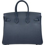 エルメス HERMES バーキン25 K刻印 ブルーニュイ シルバー金具 トゴ レディース ハンドバッグ