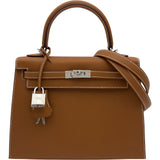 エルメス HERMES ケリー25 外縫い K刻 ゴールド シルバー金具 エプソン レディース ショルダーバッグ