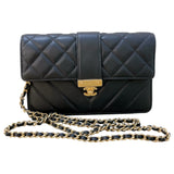 シャネル CHANEL マトラッセ チェーンウォレット ブラック ゴールド金具 ラムスキン レディース ショルダーバッグ