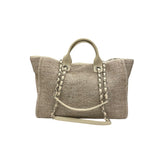 シャネル CHANEL ドーヴィルショッピングバッグ AS3351 ベージュシルバー金具 ウール レディース ハンドバッグ