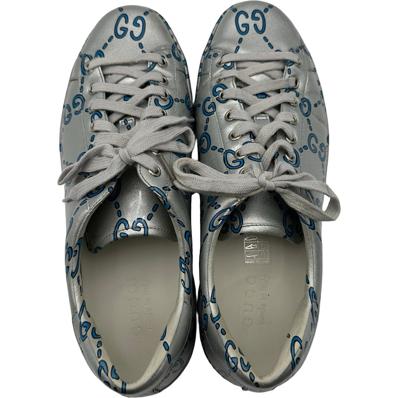 グッチ GUCCI GGロゴパテントローカットスニーカー 548938 シルバー グッチ GUCCI GGロゴパテントローカットスニーカー 548938 シルバー