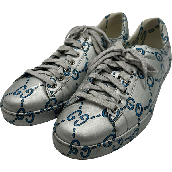 グッチ GUCCI GGロゴパテントローカットスニーカー 548938 シルバー グッチ GUCCI GGロゴパテントローカットスニーカー 548938 シルバー