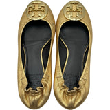 トリーバーチ TORY BURCH ゴールドロゴフラットシューズ ゴールド レザー レディース その他靴