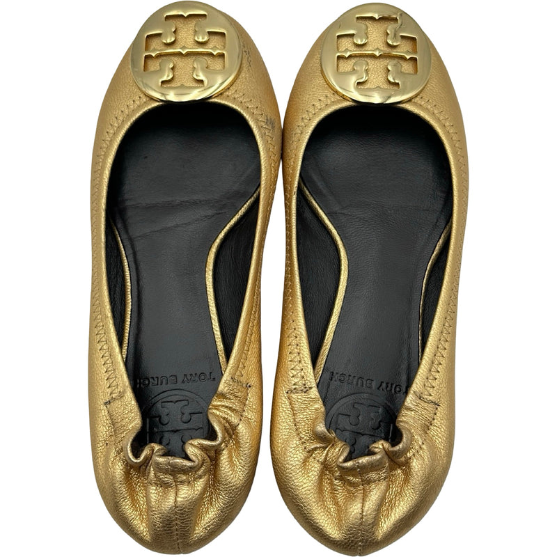 トリーバーチ TORY BURCH ゴールドロゴフラットシューズ ゴールド