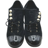 シャネル CHANEL ココマークパール装飾スエードローファー G31994 ブラック スエード レディース ローファー
