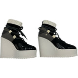 シャネル CHANEL ココマークウェッジソールショートブーツ G35284 ブラック ナイロン レディース ブーツ