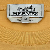 エルメス HERMES レザーパッチ半袖Tシャツ オレンジ コットン メンズ 半袖Ｔシャツ