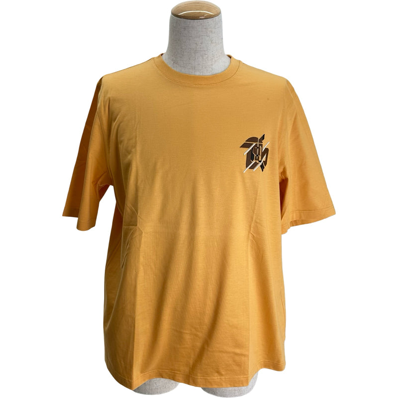 エルメス HERMES レザーパッチ半袖Tシャツ オレンジ コットン メンズ