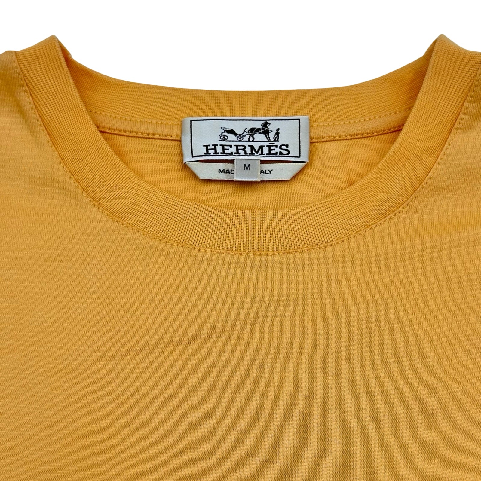 【未着用】エルメス　レザーパッチ　Tシャツ　オレンジ エルメス HERMES レザーパッチ半袖Tシャツ オレンジ コットン メンズ