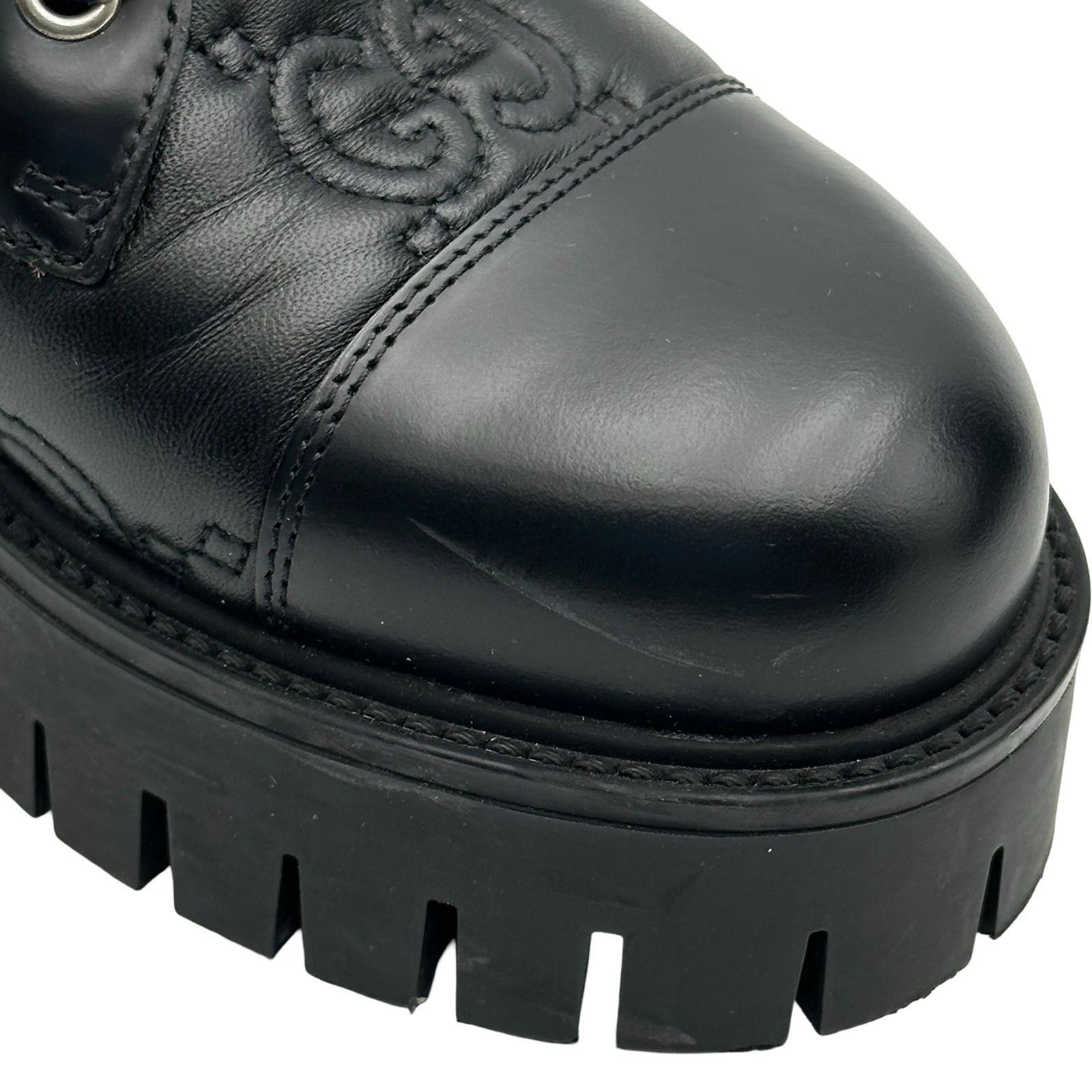 グッチ GUCCI GGロゴレザーショートブーツ 718386 ブラック レザー