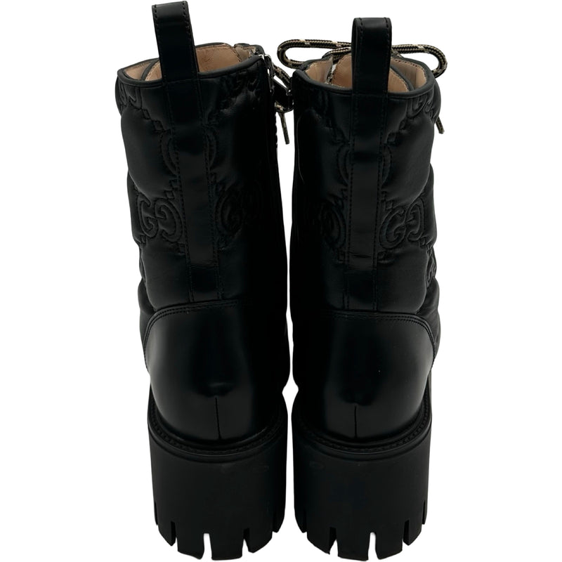 グッチ GUCCI GGロゴレザーショートブーツ 718386 ブラック レザー