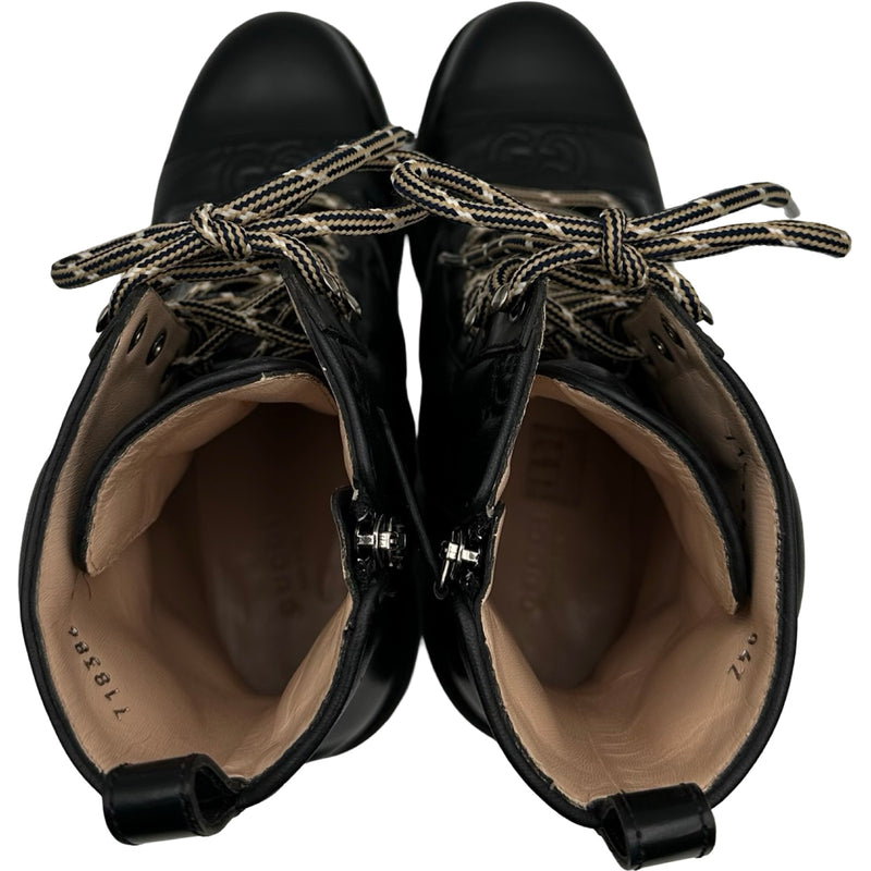 グッチ GUCCI GGロゴレザーショートブーツ 718386 ブラック レザー