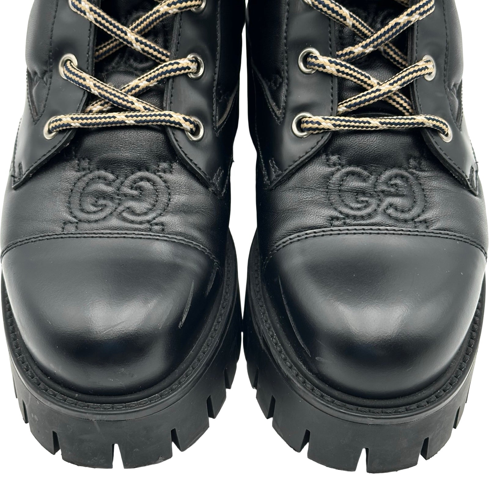 グッチ GUCCI GGロゴレザーショートブーツ 718386 ブラック レザー