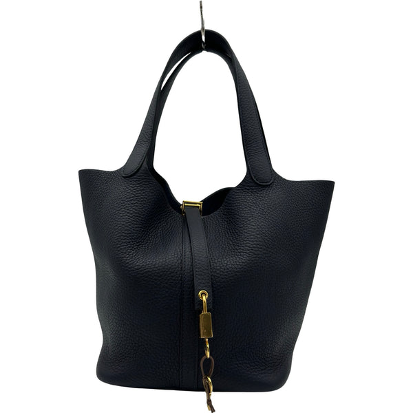 エルメス HERMES ピコタンロック MM Z刻 ブルーニュイ ゴールド金具