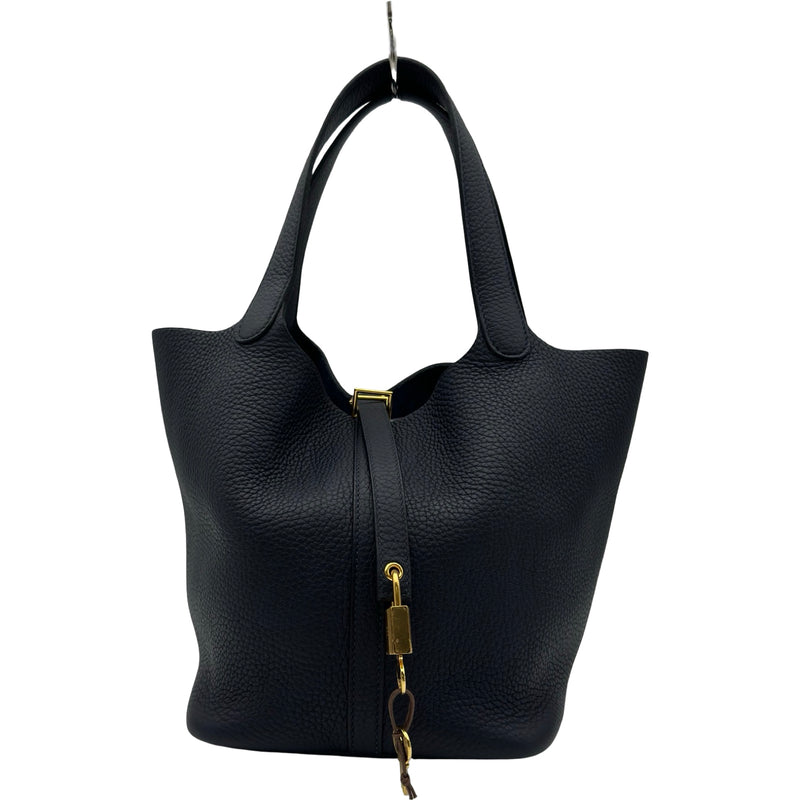 エルメス HERMES ピコタンロック MM Z刻 ブルーニュイ ゴールド金具