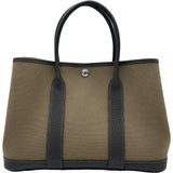 エルメス HERMES ガーデンパーティーTPM W刻 ブラウン シルバー金具 トワル レディース トートバッグ
