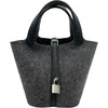 エルメス HERMES ピコタンロックPM Y刻 グレー/シルバー金具 フェルト レディース ハンドバッグ