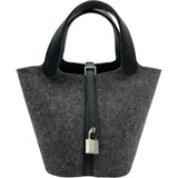 エルメス HERMES ピコタンロックPM Y刻 グレー/シルバー金具 フェルト レディース ハンドバッグ