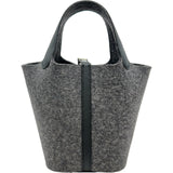 エルメス HERMES ピコタンロックPM Y刻 グレー/シルバー金具 フェルト レディース ハンドバッグ