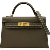 エルメス HERMES ミニケリー2 K刻 エトゥープ ゴールド金具 エプソン レディース ハンドバッグ