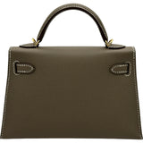 エルメス HERMES ミニケリー2 K刻 エトゥープ ゴールド金具 エプソン レディース ハンドバッグ