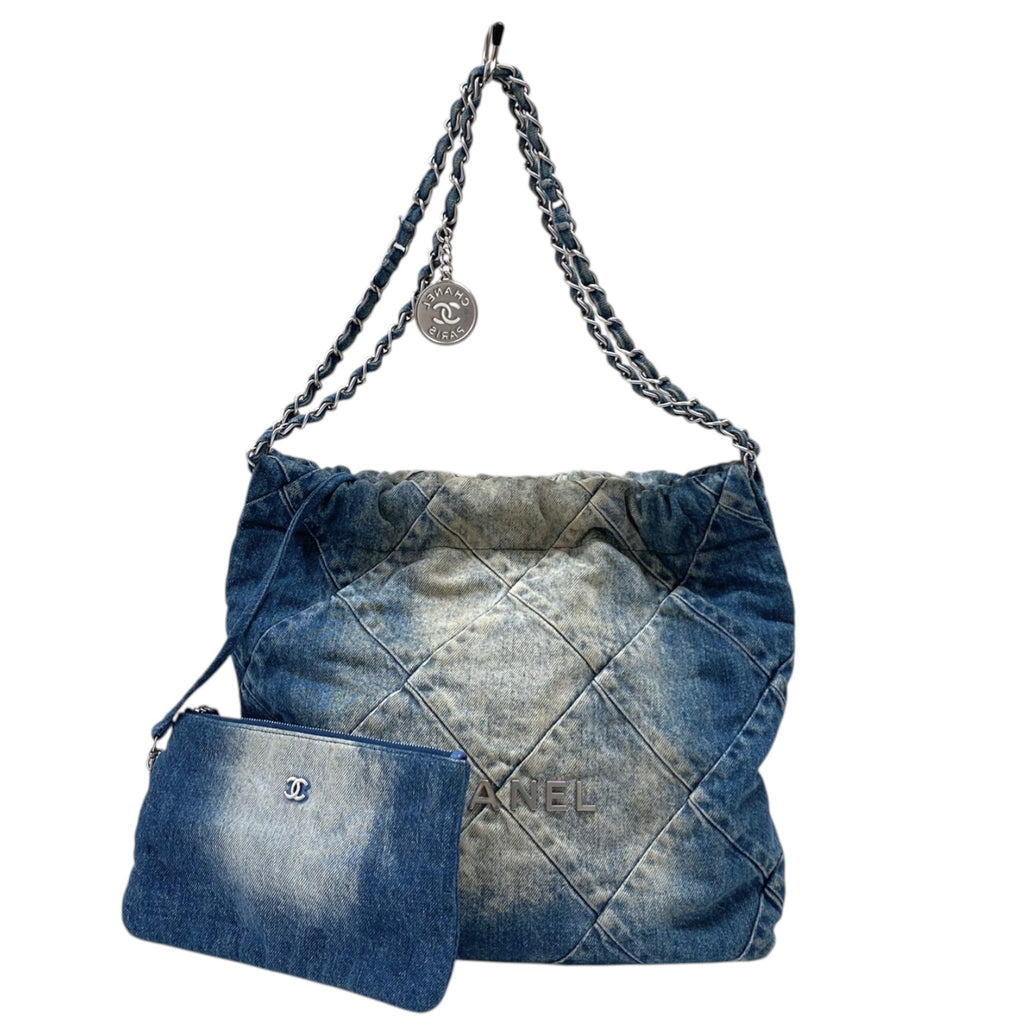シャネル CHANEL CHANEL22 スモールバッグ AS3260 ブルー シルバー金具 デニム レディース ショルダーバッグ シャネル CHANEL CHANEL22 スモールバッグ AS3260 ブルー シルバー金具