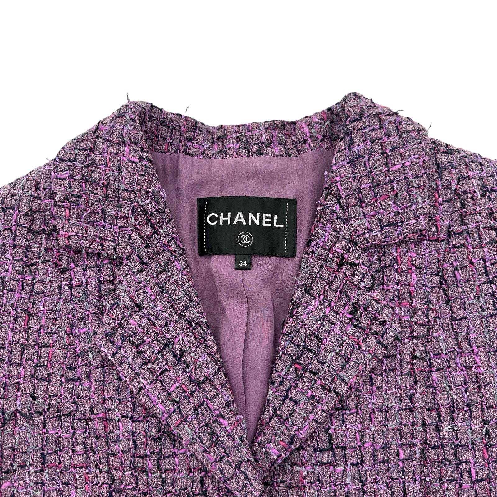 シャネル CHANEL ショートツイードジャケット P72383 パープル