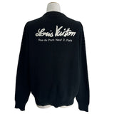 ルイ・ヴィトン LOUIS VUITTON バックロゴ刺繡ニットセーター HKN45W ブラック コットン メンズ セーター