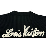 ルイ・ヴィトン LOUIS VUITTON バックロゴ刺繡ニットセーター HKN45W ブラック コットン メンズ セーター