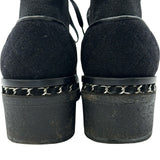 シャネル CHANEL チェーン装飾ツイードアンクルブーツ G32199 ブラック ツイード レディース ブーツ