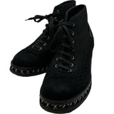 シャネル CHANEL チェーン装飾ツイードアンクルブーツ G32199 ブラック ツイード レディース ブーツ