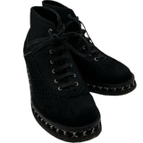 シャネル CHANEL チェーン装飾ツイードアンクルブーツ G32199 ブラック ツイード レディース ブーツ