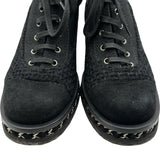 シャネル CHANEL チェーン装飾ツイードアンクルブーツ G32199 ブラック ツイード レディース ブーツ