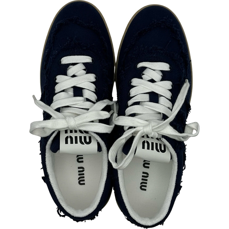 【美品】miumiu デニムスニーカー　36 ミュウミュウ miu miu デニムローカットスニーカー 5E325E ネイビー