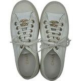 シャネル CHANEL プラットフォームローカットスニーカー G45560 ホワイト レザー レディース スニーカー