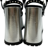 グッチ GUCCI ウェッジソールサンダル シルバー レザー レディース サンダル