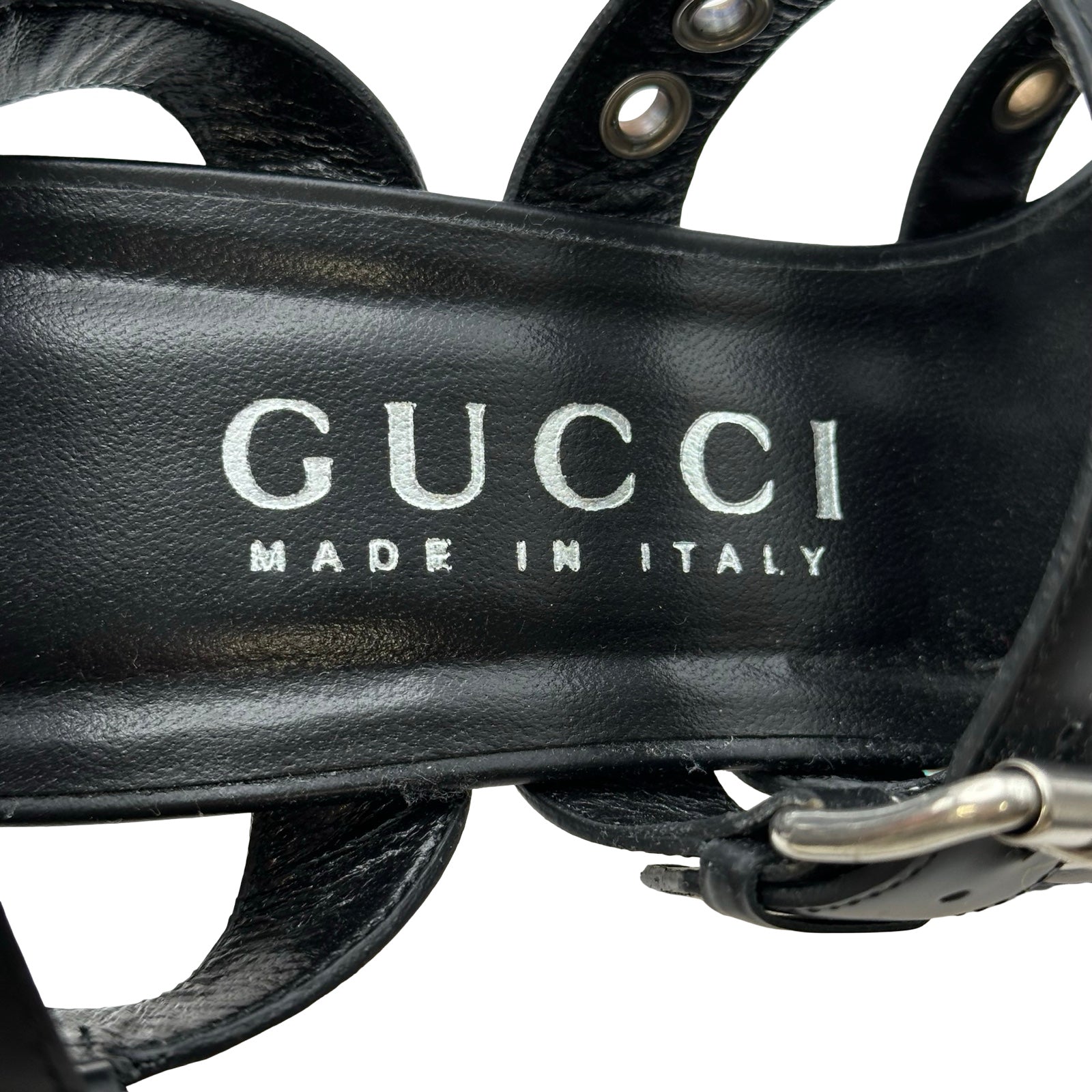 グッチ GUCCI ウェッジソールサンダル シルバー レザー レディース