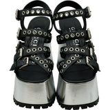 グッチ GUCCI ウェッジソールサンダル シルバー レザー レディース サンダル